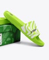 Slide Sandals with Box Mockup