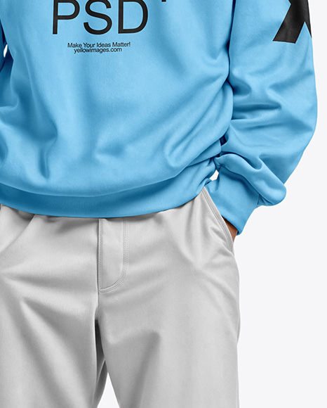 Man in Sunglasses Wearing an Oversize Sweatshirt Mockup