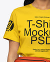 Woman Wearing T-Shirt with Fanny Pack Mockup