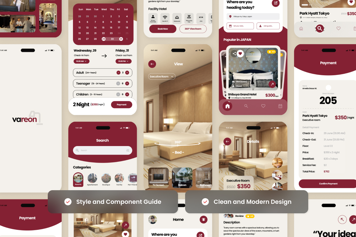 Vareon – Hotel Booking App Design Template