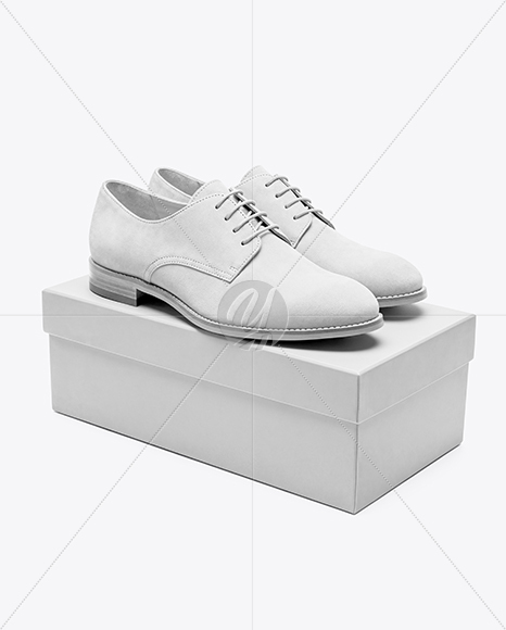 Pair of Suede Derby With Shoe Box Mockup