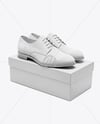 Pair of Suede Derby With Shoe Box Mockup