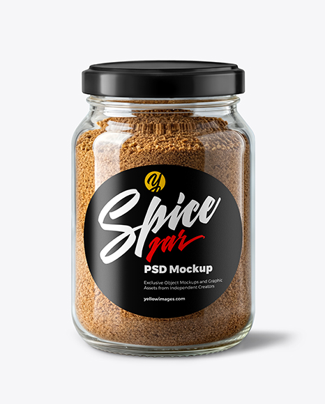 Clear Glass Jar with Ground Nutmeg Mockup - Realistic mockups