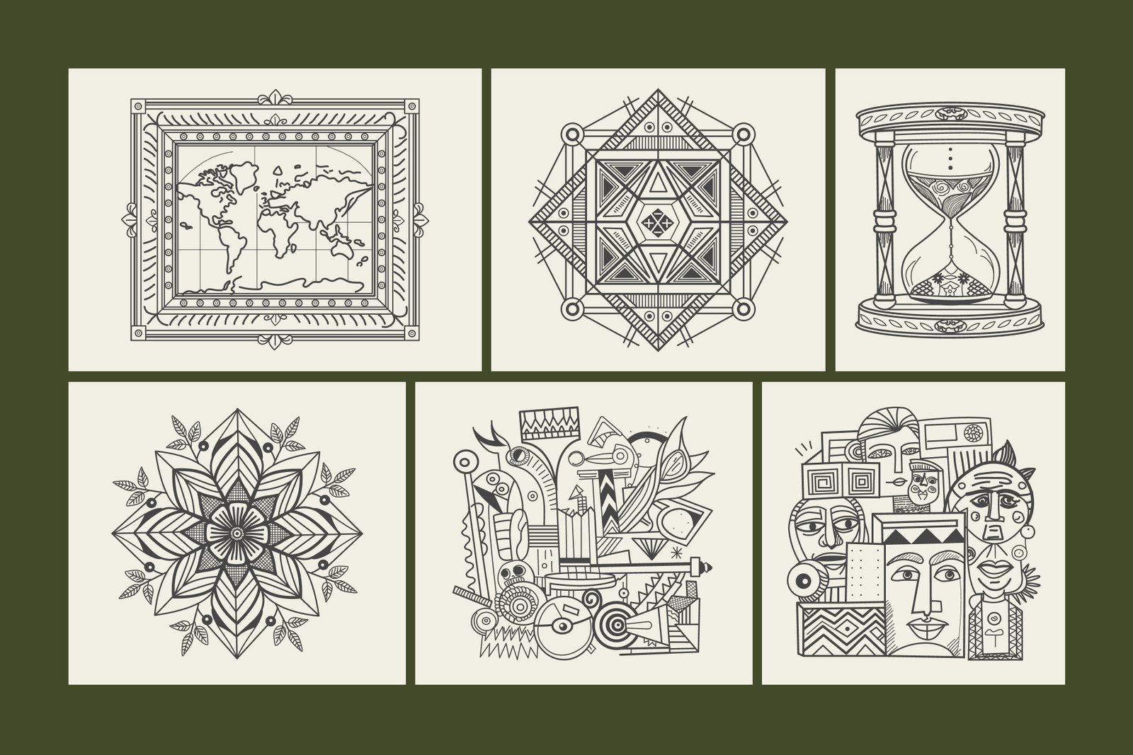 Vintage Hotel Illustration Set