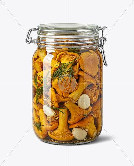 Jar with Chanterelles Mushrooms Mockup