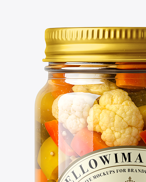 Clear Glass Jar with Giardiniera Pickled Vegetables Mockup