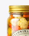 Clear Glass Jar with Giardiniera Pickled Vegetables Mockup