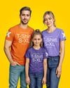 Family with a Girl Wearing T-shirts and Jeans Mockup