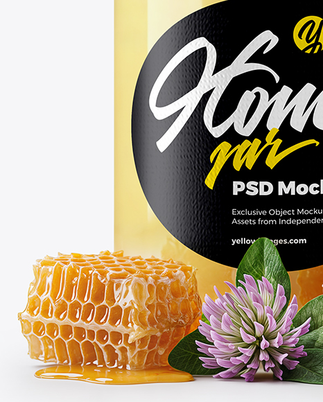 Glass Jar with Raw Clover Honey Mockup