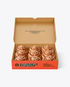 Opened Box with Cinnamon Buns Mockup