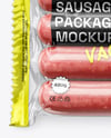 Clear Plastic Flow-Pack with Sausages in Paper Holder Mockup