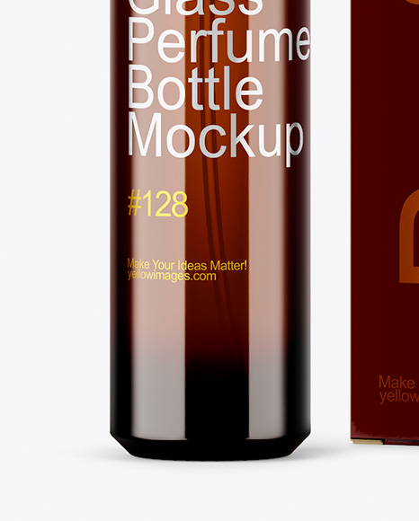 Amber Glass Perfume Bottle with Box Mockup
