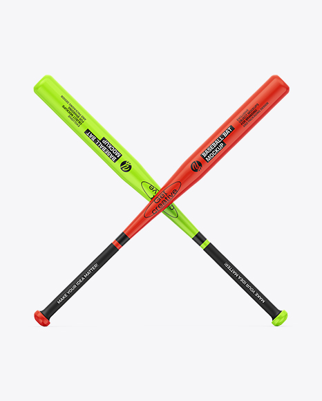 Two Glossy Baseball Bats Mockup