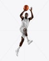 Basketball Player Wearing Jersey and Shorts Holding a Basketball Mockup