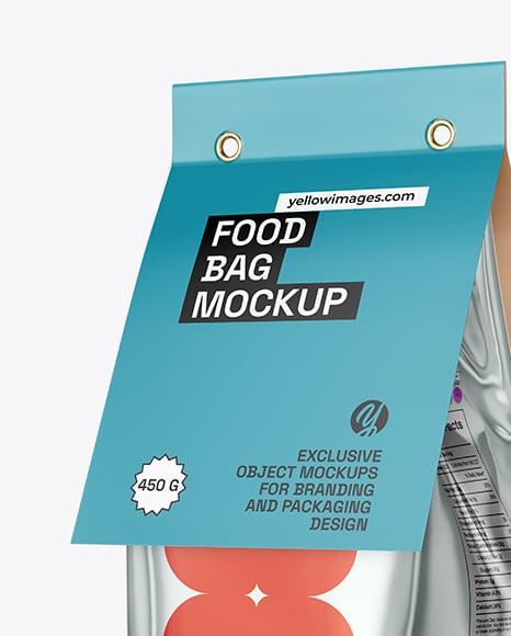 Glossy Metallic Package with Paper Label Mockup