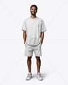 Black Man Wearing T-shirt and Shorts Mockup