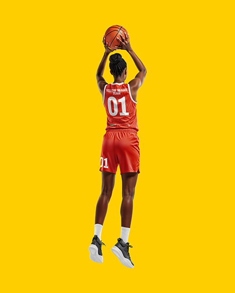 Black Woman Wearing Full Basketball Kit Mockup