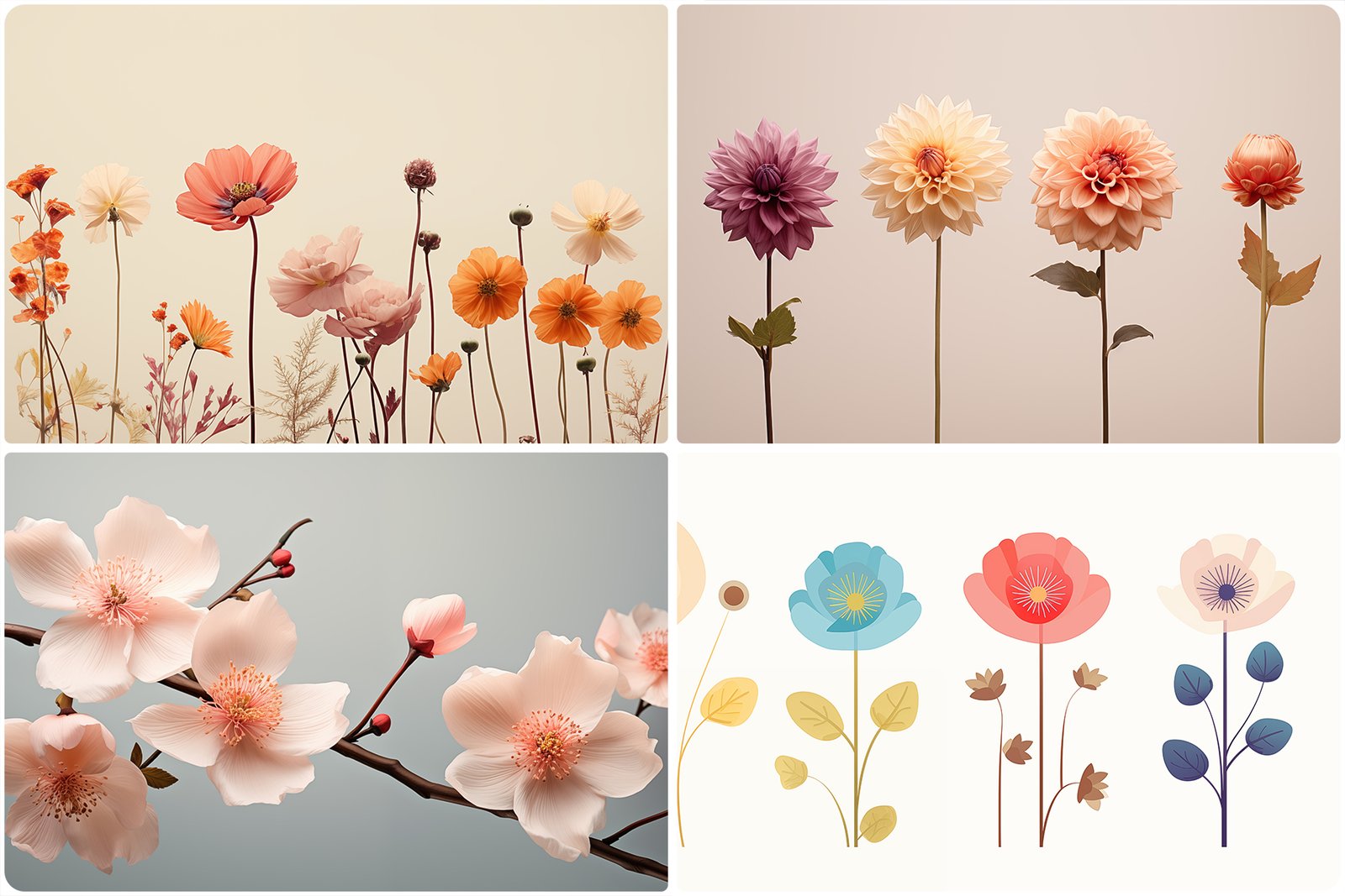 120 Flowers Poster Illustration Backgrounds