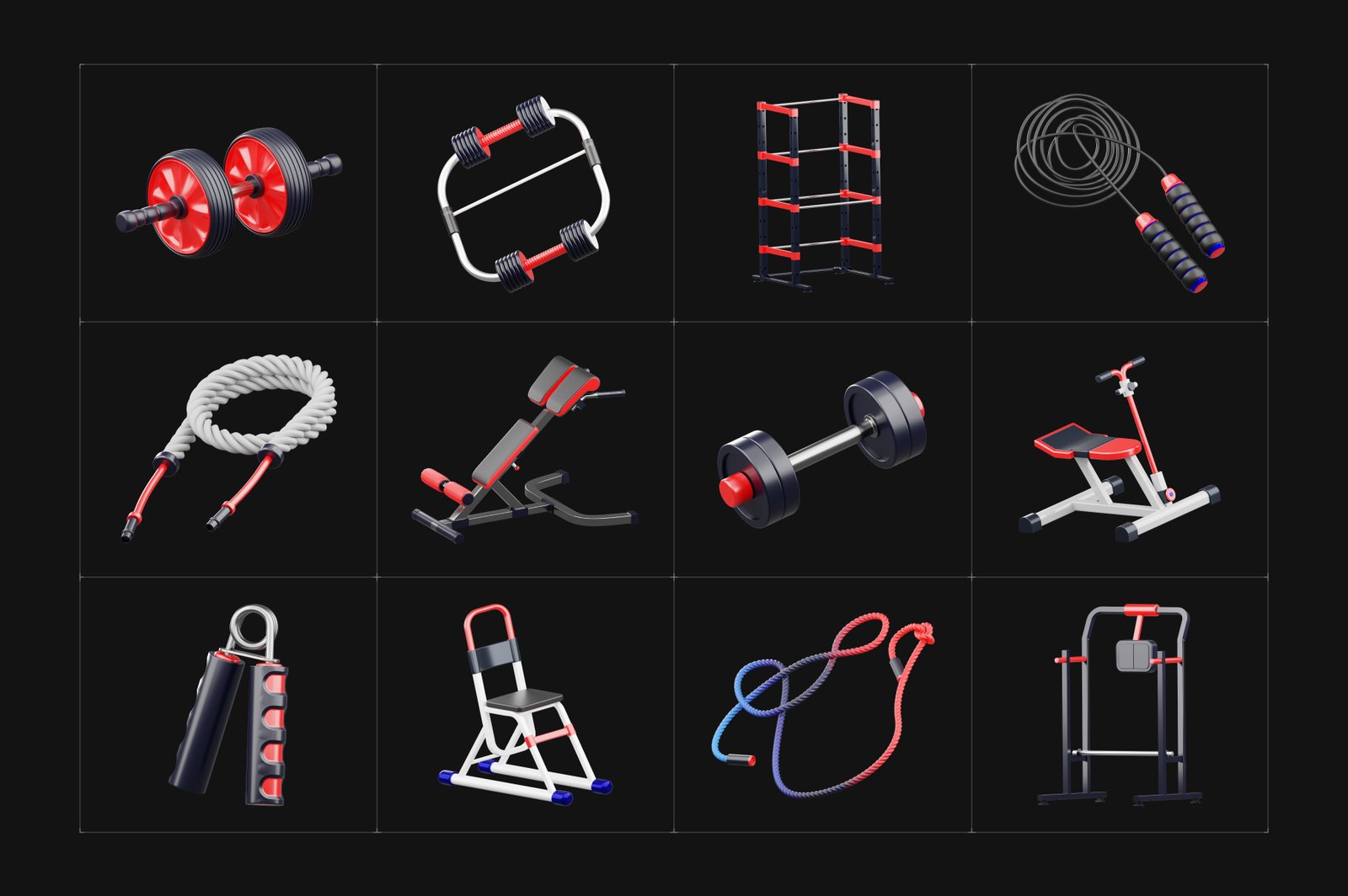 3D Fitness and Exercise Icons