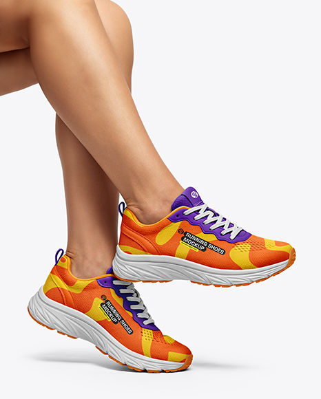 Running Shoes on Women's Legs Mockup - Shoe mockups