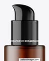 Frosted Amber Cosmetic Bottle with Pump Mockup