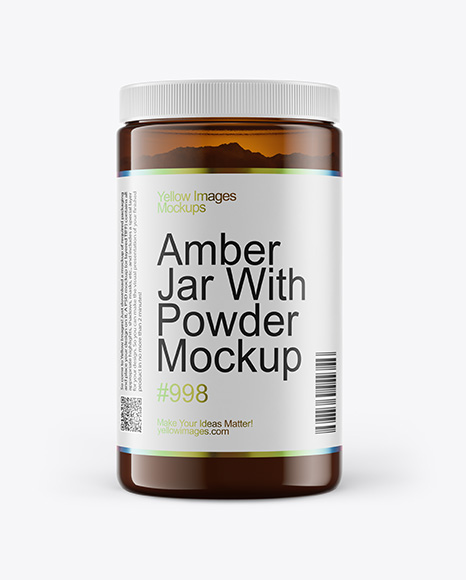 Amber Jar With Powder Mockup