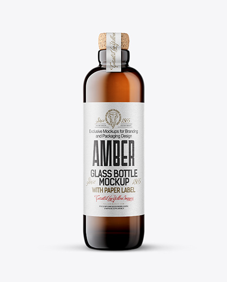 Amber Bottle with Cork Mockup - Packaging mockups