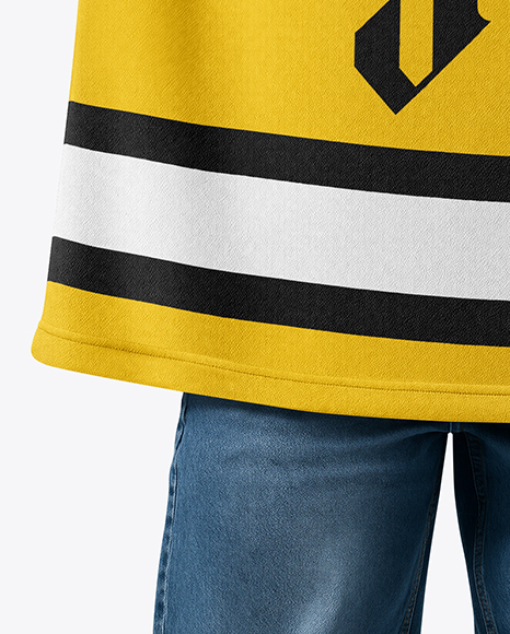 Woman Wearing Ice Hockey Jersey and Cap Mockup