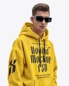 Young Man Wearing Oversize Hoodie and Shorts Mockup
