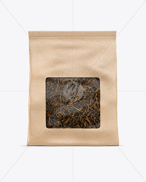 Kraft Pouch w/ Dry Black Tea Mockup