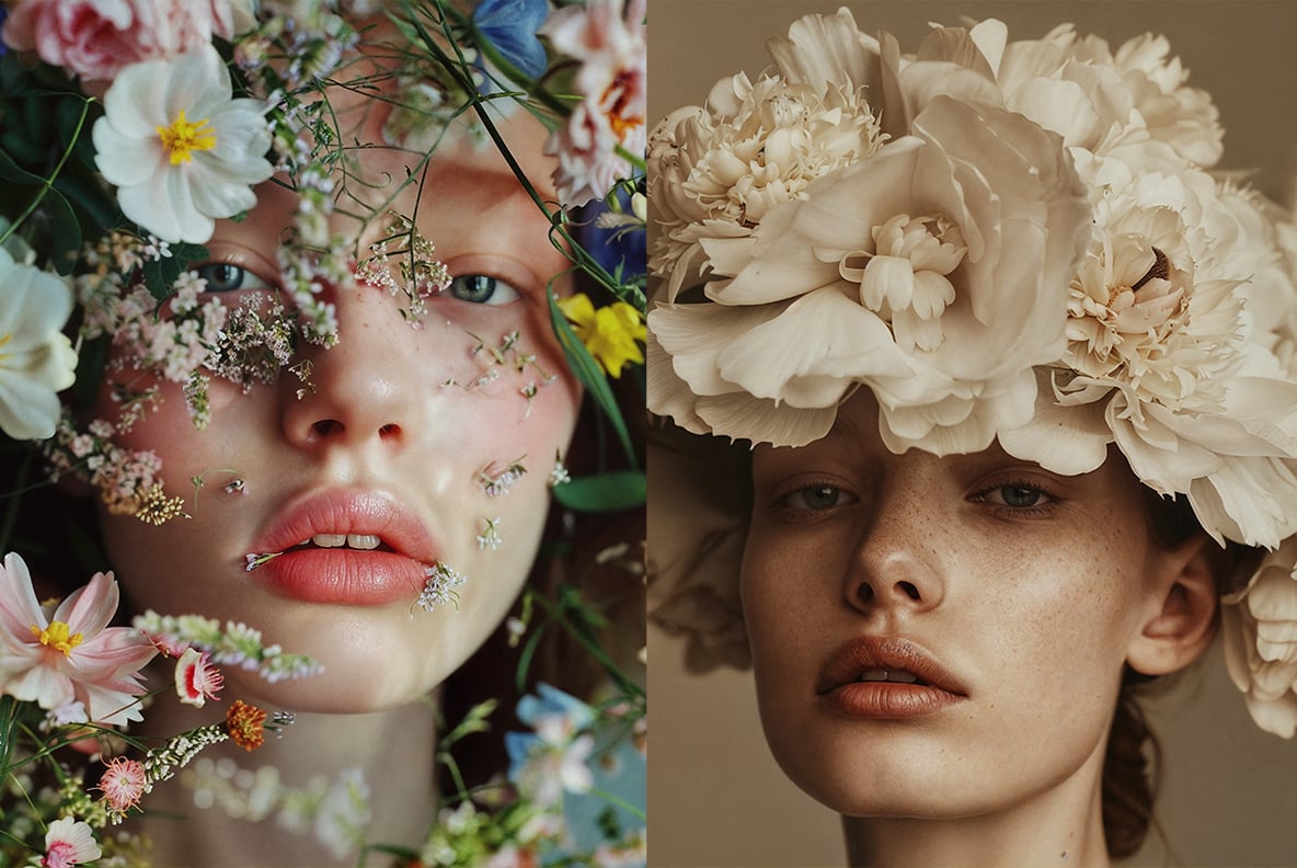 Fashion models in flowers