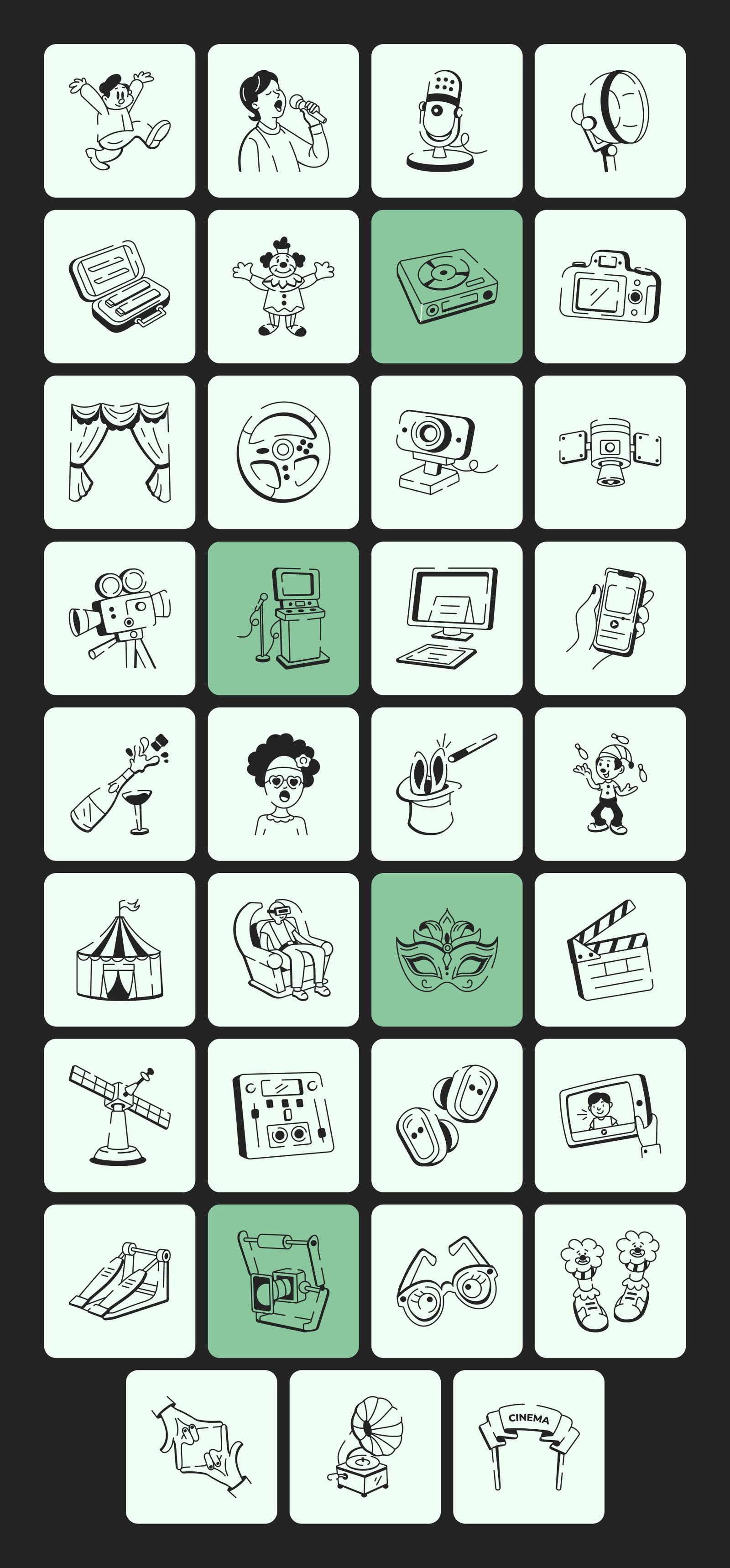 Entertainment Doodle Icon Set