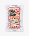 Clear Plastic Flow-Pack with Minced Meat Mockup