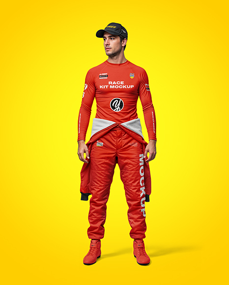 Man Wearing Racing Kit Mockup