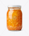 Clear Glass Jar with Orange Jam Mockup