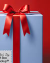Gift Box on Red Background Mockup