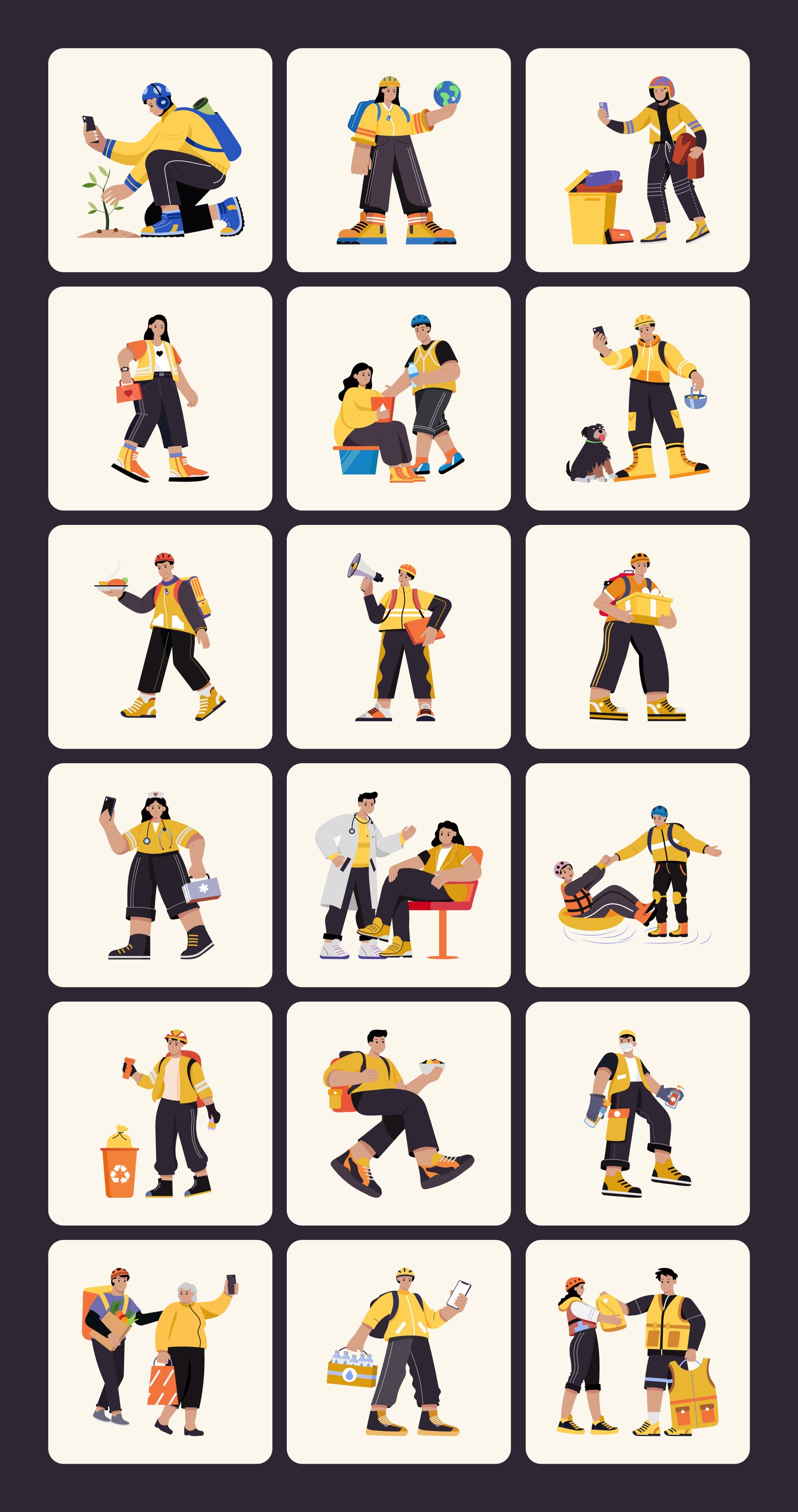 Volunteer Illustration Art Set