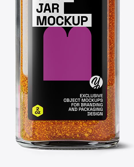 Square Glass Jar with Cayenne Pepper Mockup