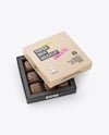 Kraft Paper Box with Chocolate Sweets Mockup