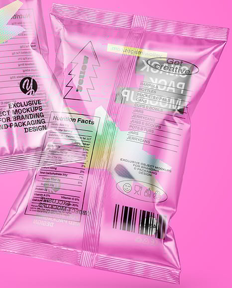 Empty Clear Plastic Snack Bags Mockup
