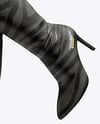 Pair of High-Knee Boots on Women's Legs with Dress Mockup