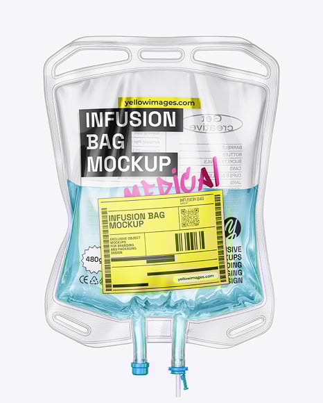 Clear Plastic Infusion Bag Mockup
