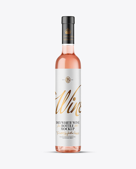 Clear Glass Rose Wine Bottle Mockup - Packaging mockups