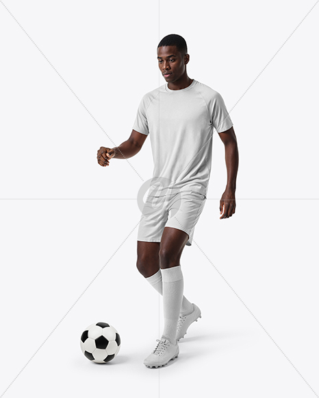 Soccer Player Wearing Raglan Jersey and Shorts Mockup