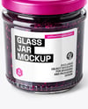 Clear Glass Jar with Blueberry Jam Mockup