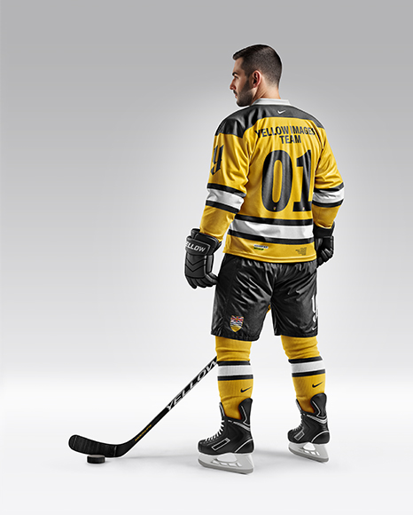 Man Wearing Full Ice Hockey Kit Mockup