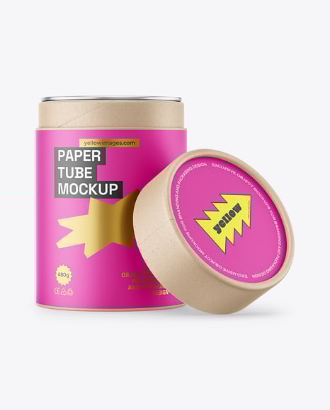 Opened Kraft Paper Tube Mockup