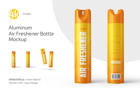 Aluminum Air Freshener Bottle Mockup Set