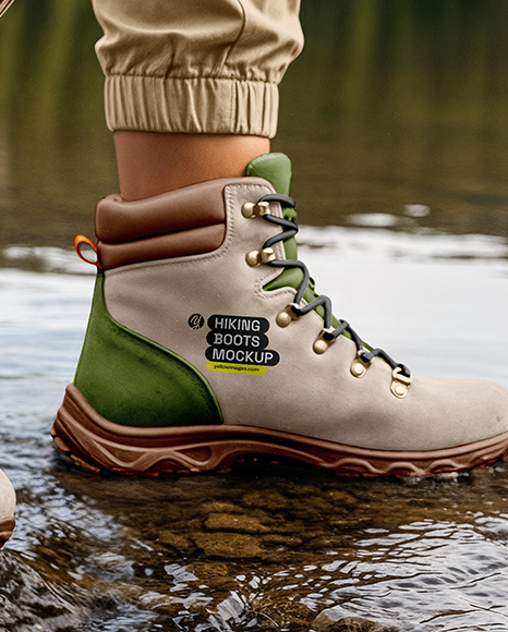 Hiking Boots on Woman's Legs Mockup