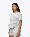 Woman Wearing T-Shirt with Fanny Pack Mockup